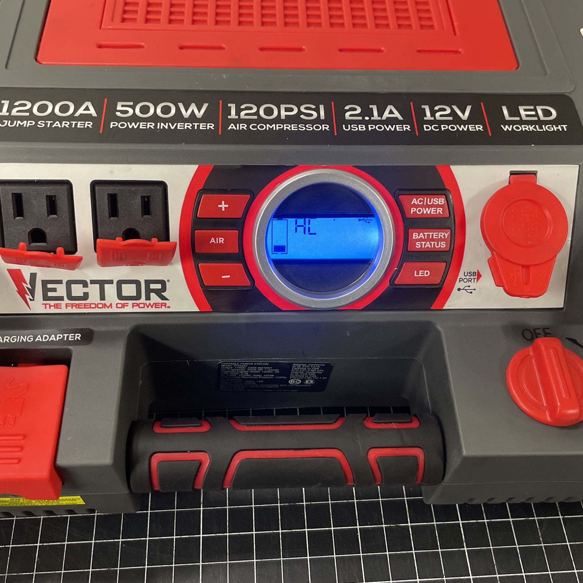 96091 Vector PPRH5V 1200-AMP Jump Starter/Portable Power Station 490351