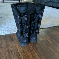 Ugg Boots Tall Bailey Bow Size 7 Black