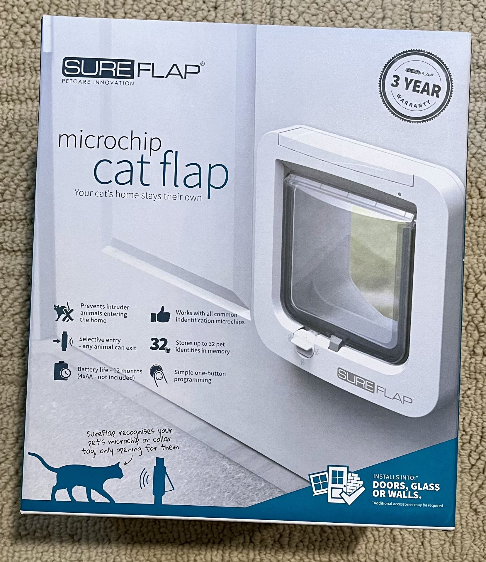 New-SureFlap Microchip Cat Flap - White