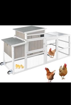BRAND NEW Grey & White Wooden Chicken Coop