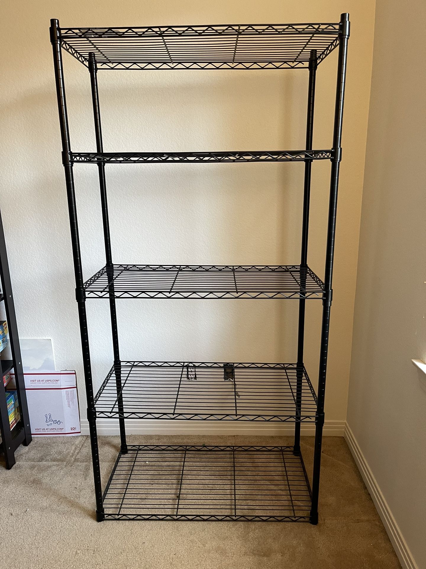 5 Tier Black Wire Adjustable Shelf For Storage