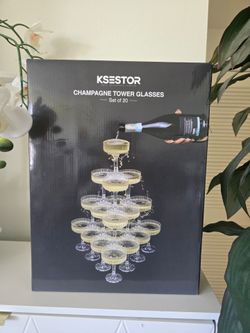New champagne acrylic glasses tower set of 20+