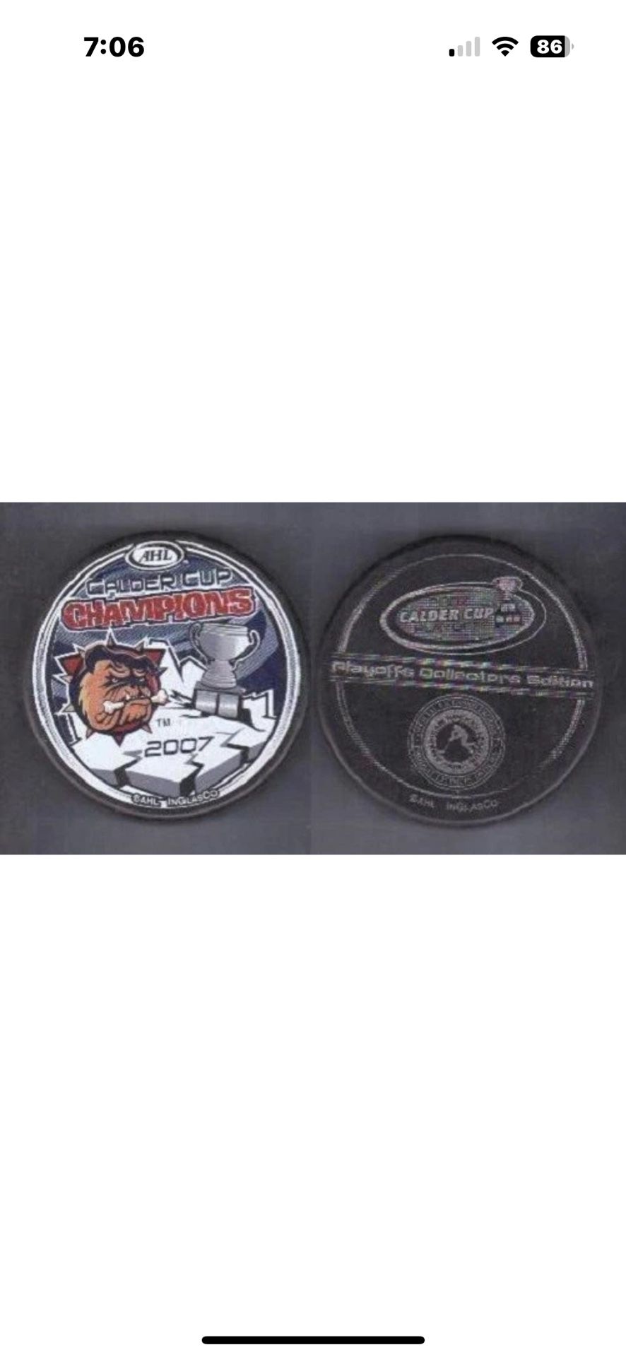 AHL Hamilton Bulldogs, 2007 Calder Cup Champions Puck