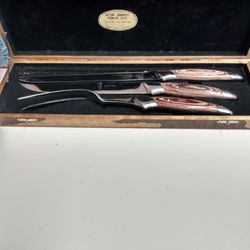 JAPANESE STAINLESS 3 PC CARVING SET WITH CASE
