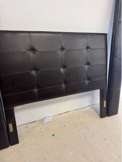 MODWAY Lily black faux leather headboard features a modern checkered tufted design with Mattress & Box Spring