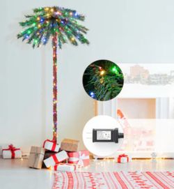 6-ft Pre-lit Slim Artificial Christmas Tree with Multicolor LED Lights