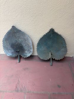 Vintage Patina Metal Leaf Wall Decor - Set of 2
