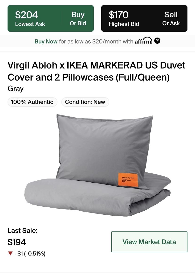 Ikea x Virgil Duvet Cover & PillowCases Full/Queen