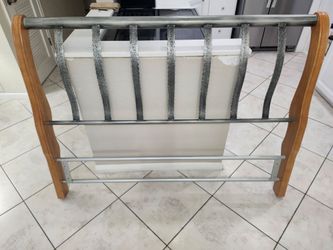 Full size headboard wood post with metal bars with design $22.50- firm