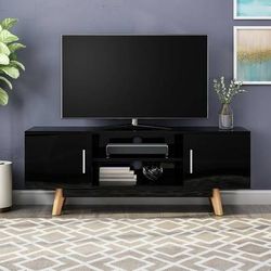 Modern Faux Wood TV Stand for TVs up to 50", Black