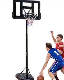Portable Basketball Hoop Height Adjustable Basketball Hoop Stand 6.6ft - 10ft with 44 Inch Backboard and Wheels for Adults Teens Outdoor Indoor