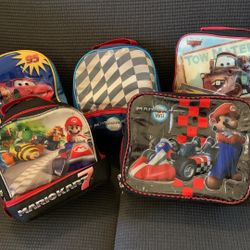 FREE***well Used And Loved Mario Bros And Cars Lunch Bags