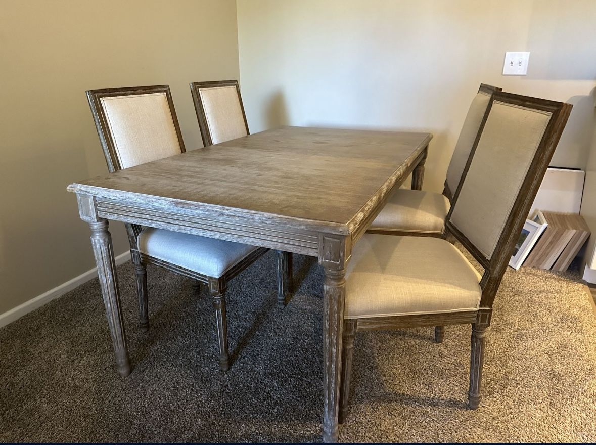 Dining Table with Leaf and 4 Upholstered Chairs