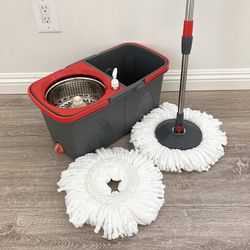 (New) $20 Spin Mop System with Wheels & Handle, with 2pcs Replacement Microfiber mops 