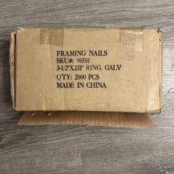Galvanized Ring Framing Nails, Size 3-1/2”x131, Quantity 2000 $45  