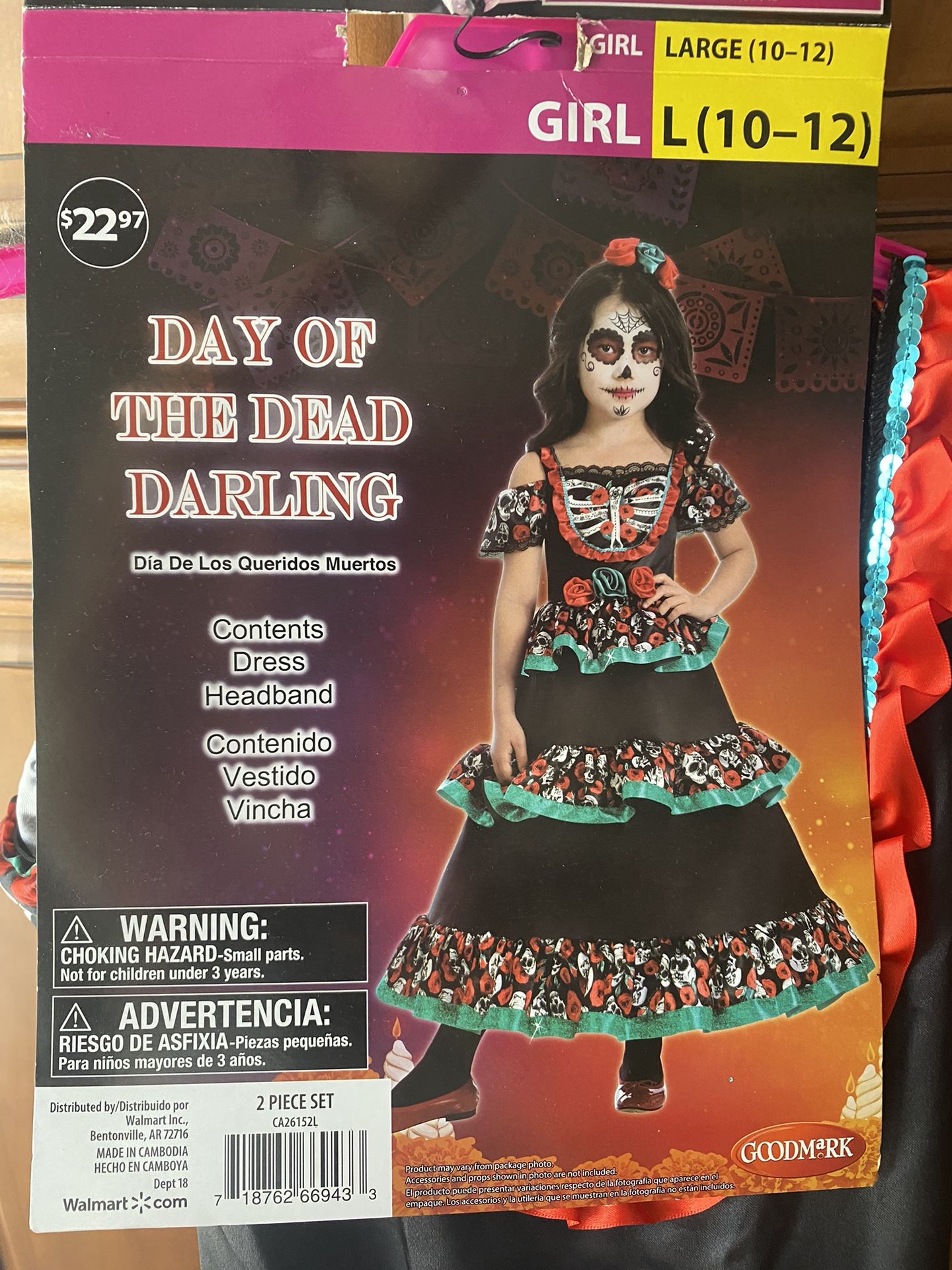 Day Of The Dead Darling Dress And Headband Size L For Girls