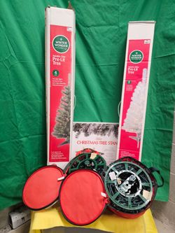 Holiday Decor - Artificial trees, stand and light sets