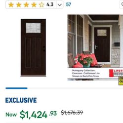 Front Door Left In Swing Fiberglass 36x8