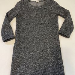 Gap Herringbone Black And White Fleece Lined Dress With Pockets Size XS