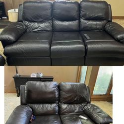 black faux leather reclining Sofa And Loveseat $300 obo