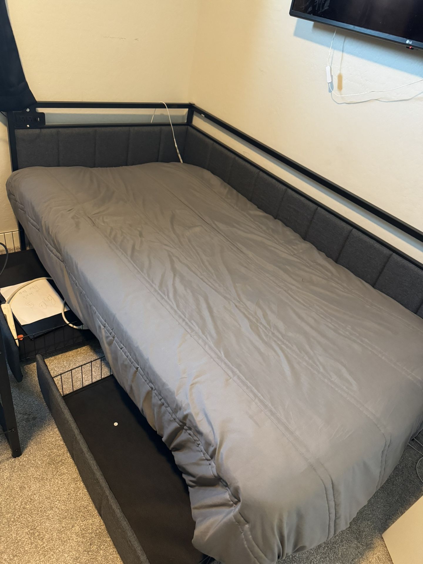 Twin Metal Bed Frame With Mattress- USB And Power Outlets