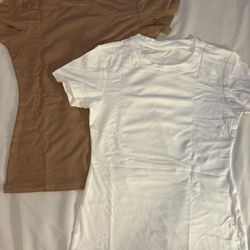 Women's Cotton Jersey Basic Short Sleeve Crew Neck T-Shirt - Brown White