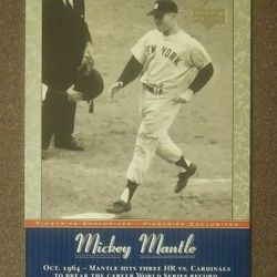 2001 Upper Deck Mickey Mantle New York Yankees #MM44 Pinstripe Exclusives Career World Series Record Hall Of Fame HOF Vintage Collectible Sports MLB