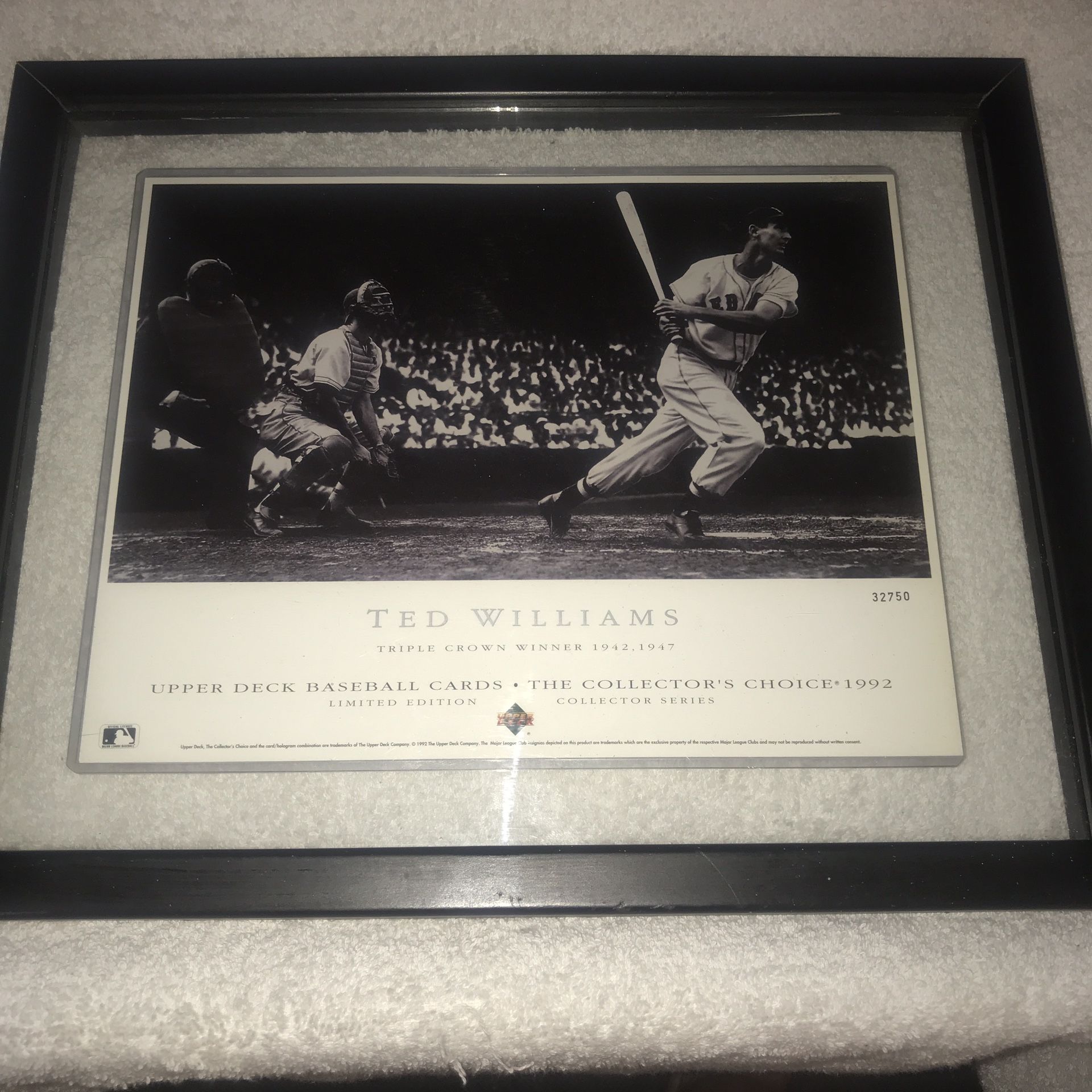 TED WILLIAMS Triple Crown UPPER DECK Collectors Choice Limited Edition in Black Glass Frame