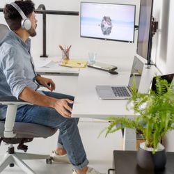 Autonomous L-Shaped Standing Desk (White) - Retails $1,150+