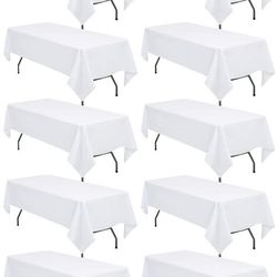 Set of 10 Ealuxe 60×126 White Polyester Tablecloths – Perfect for Events & Weddings