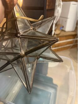 Moravian Star Pendant Chandelier Seeded Glass Black Light 15 Inches