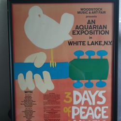 Vintage FRAMED Woodstock Poster From 1969