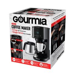 NEW GOURMIA Single Serve+ 12 Cup Drip Coffee Maker Thermal Carafe