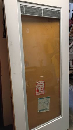 36x79 exterior door fiberglass with mini blinds, slab only,no frame