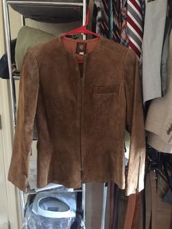 Brown leather coat