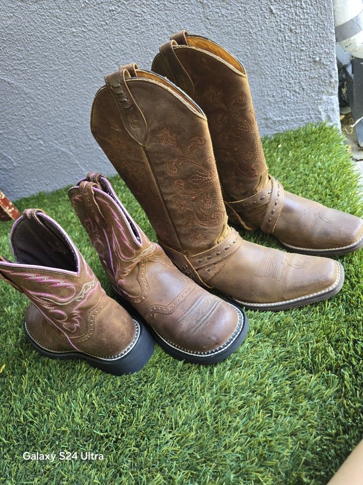2 Pairs Of Girls Cowboy Boots
