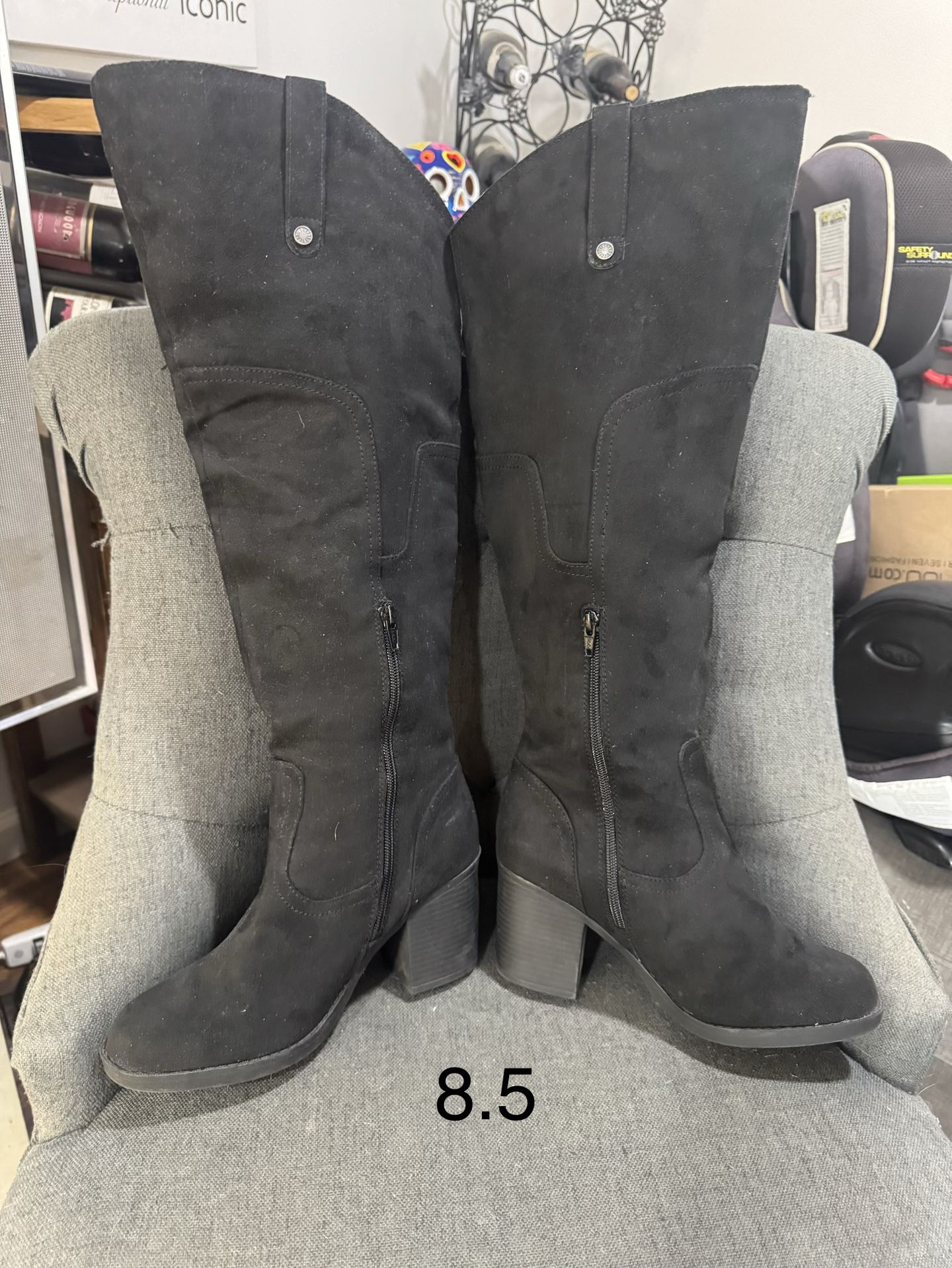 Black Suede Boots Size 8.5