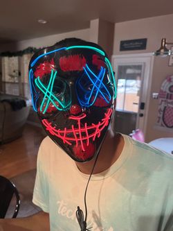 Halloween Mask Wire Light Up, LED Mask 3 Lighting Modes Adjustable