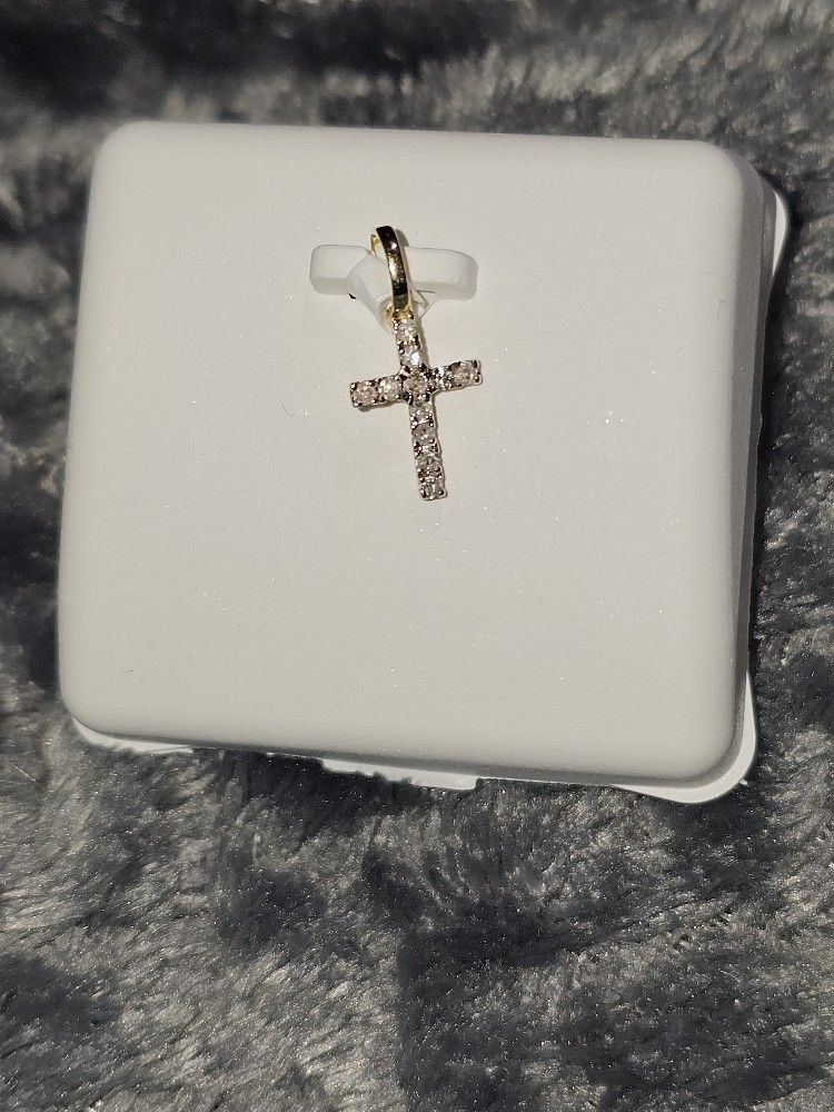 Natural Diamond 14k Gold Cross