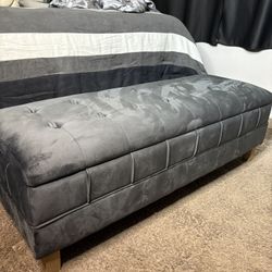 Velvet Storage Ottoman