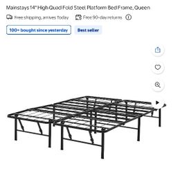Mainstays 14" High Quad Fold. Steel Platform Bedframe 