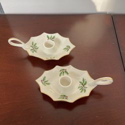 Lenox Holly Berry Candle Holder Set