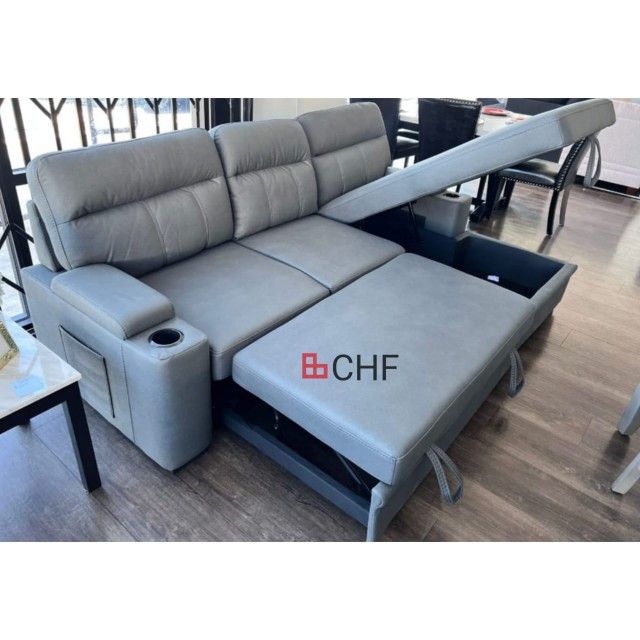 Sleeper Sectional Sofa Chaise With Storage Arms Cupholder