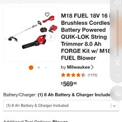 Milwaukee Weed Eater/Blower Combo