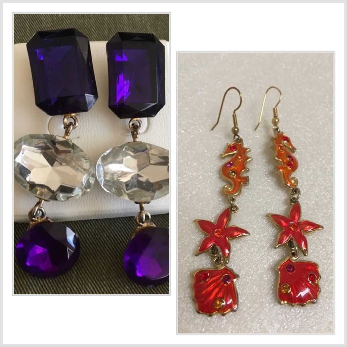 Set of 2 earrings approximately 3"