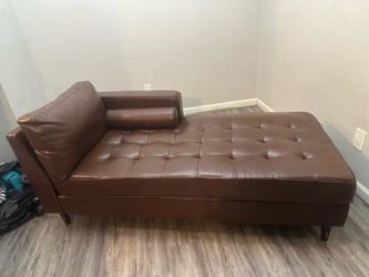 Modern Brown Faux Leather Chaise Lounge – $225