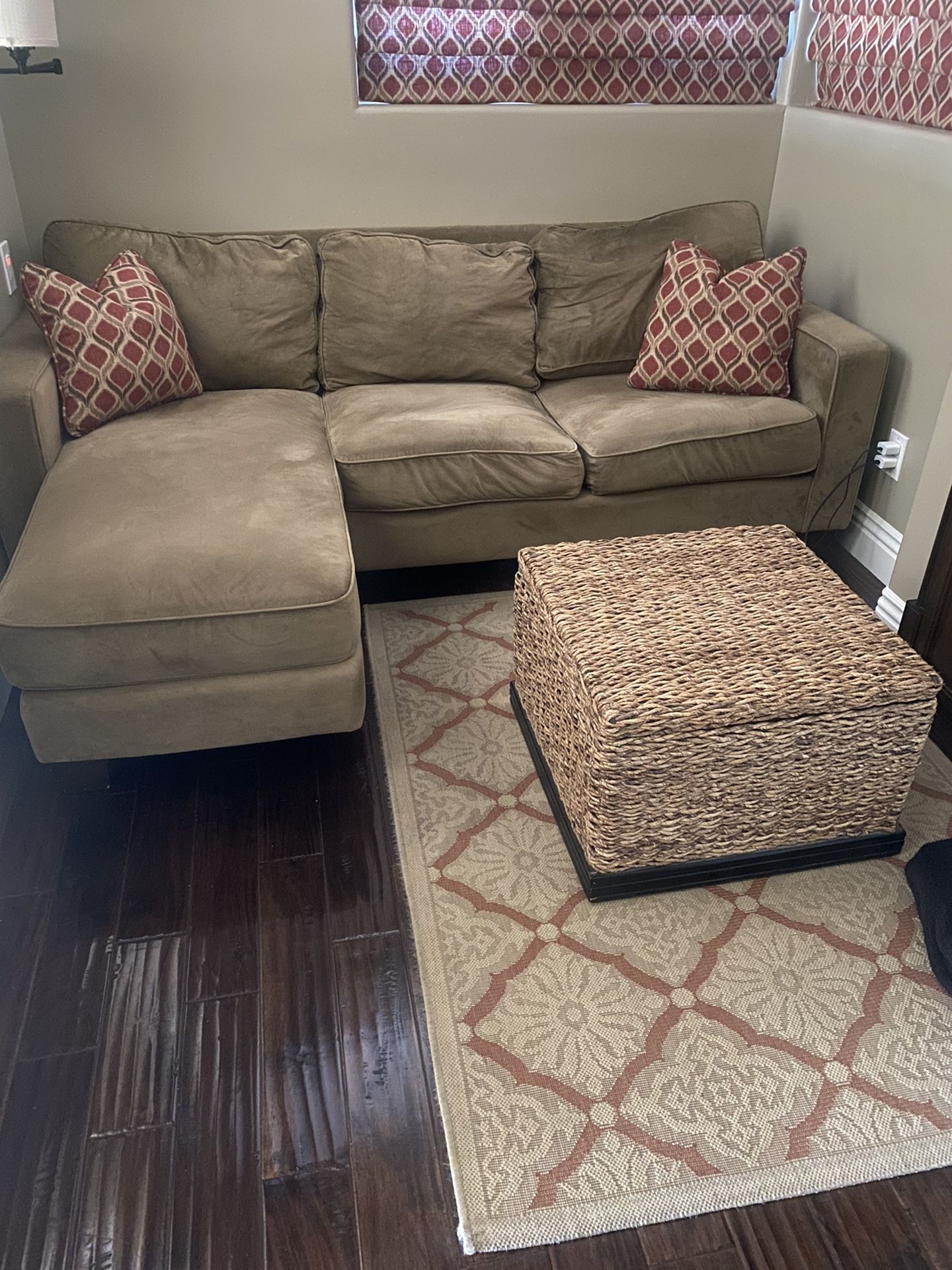 Small Camel Beige Velvet Sectional Couch