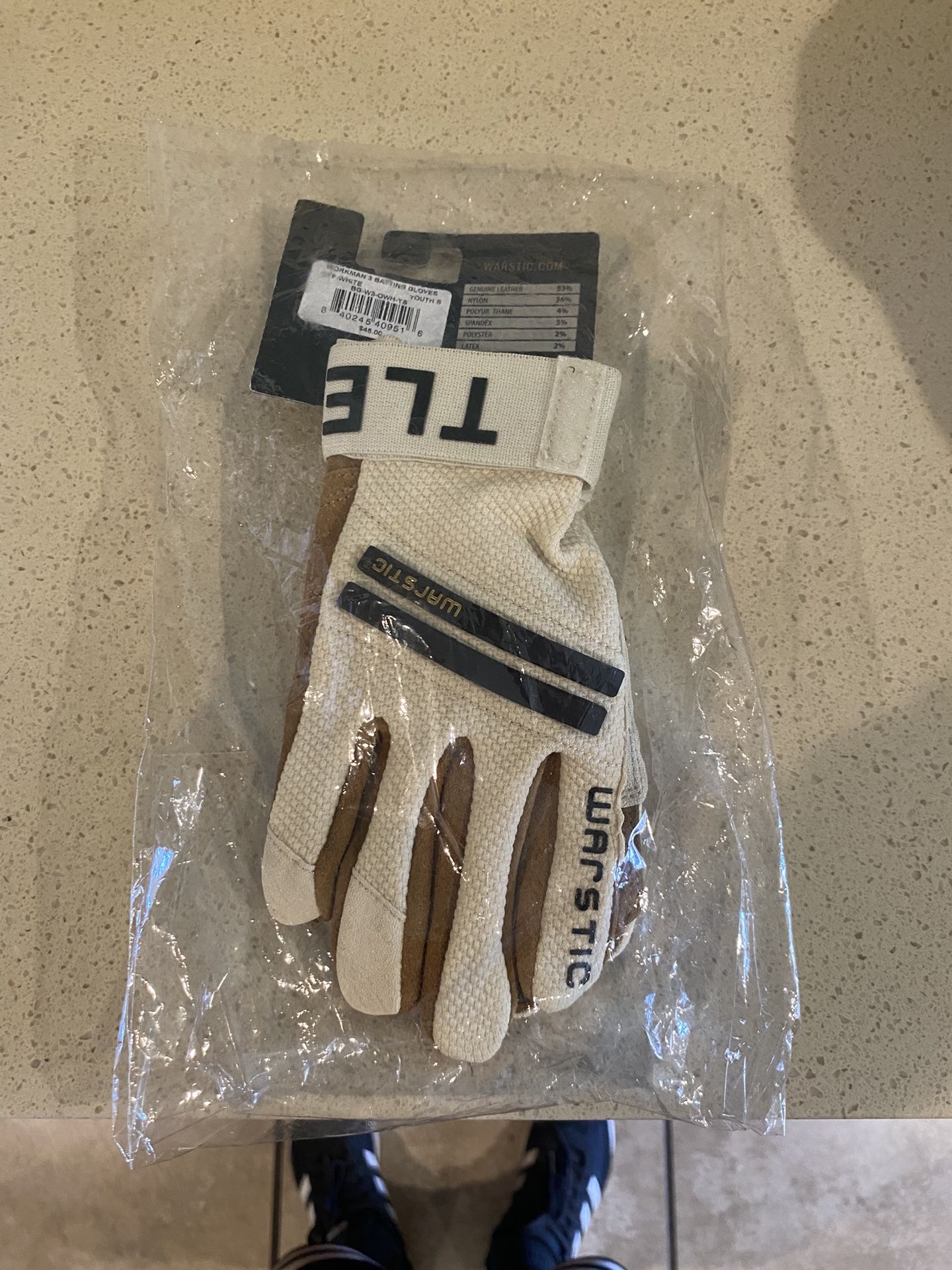 Warstic Batting Gloves - Youth Small (Off-White) - Brand New