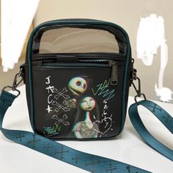Loungefly Jack Skellington And Sally Crossbody Bag And Card Holder 