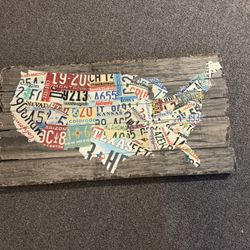License Plate Map United States STICKER Wall Art Special Edition 30x16